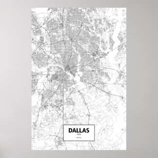 Dallas, Texas (schwarz auf weiß) Poster