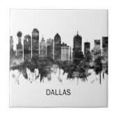 Dallas Texas Skyline BW Fliese (Vorderseite)