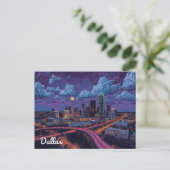 Dallas Texas Skyline City Art Postkarte (Stehend Vorderseite)
