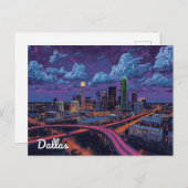Dallas Texas Skyline City Art Postkarte (Vorne/Hinten)