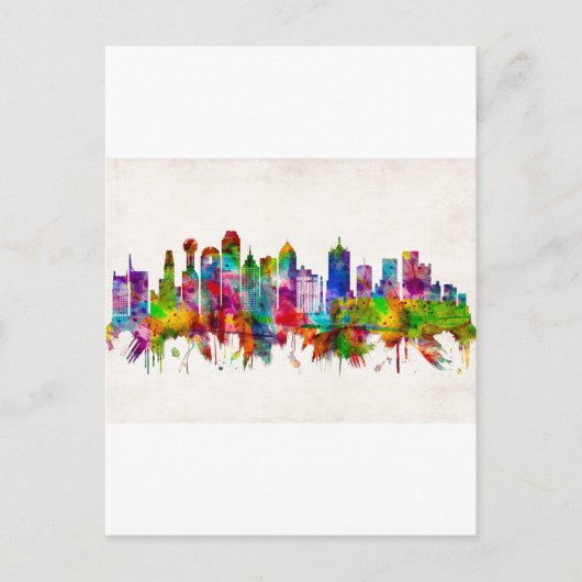 Dallas Texas Skyline Feiertagspostkarte (Vorderseite)