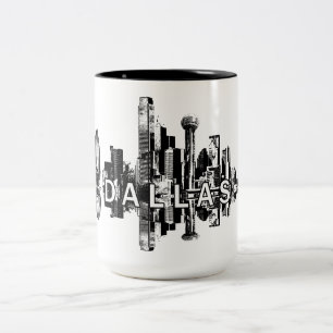 Dallas, Texas-Skyline in schwarz Zweifarbige Tasse