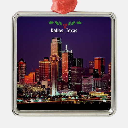 Dallas, Texas Skyline, Ornament Aus Metall (Vorne)