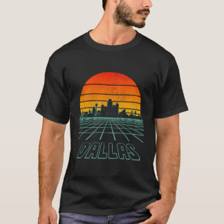 Dallas Texas Skyline Pride Grid Vaporwave T-Shirt