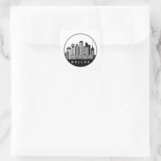 Dallas Texas Skyline Quadratischer Aufkleber (Tasche)
