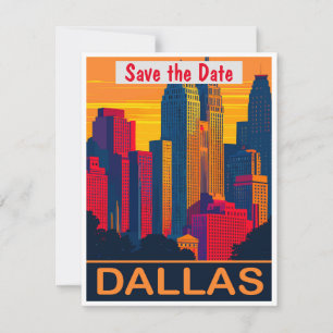 Dallas Texas Skyline Rosa Hochzeits-Einladung Save The Date