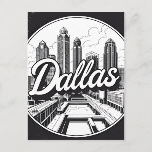 Dallas Texas Skyline Schwarz-Weiß-Stadtansicht Feiertagspostkarte