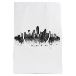 Dallas Texas Skyline Schwarz-Weiß-Stadtansicht Mittlere Geschenktüte