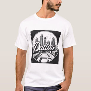 Dallas Texas Skyline Schwarz-Weiß-Stadtansicht T-Shirt