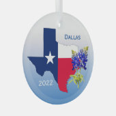 Dallas, Texas Staat Kontur & Bluebonnets Ornament (Vorderseite Rechts)