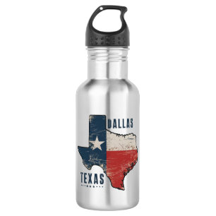Dallas Texas Staat Map Flag Edelstahlflasche