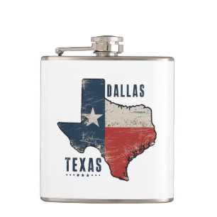 Dallas Texas Staat Map Flag Flachmann