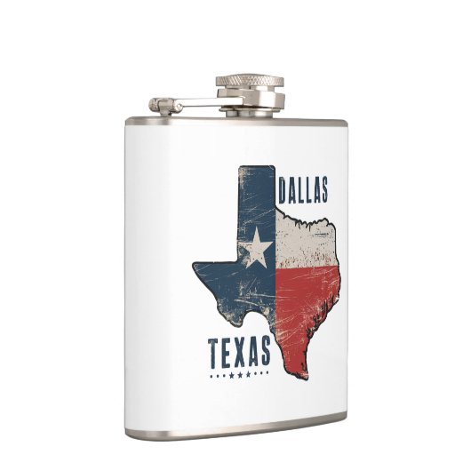 Dallas Texas Staat Map Flag Flachmann (Rechts)