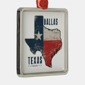 Dallas Texas Staat Map Flag Ornament Aus Metall (Rechts)