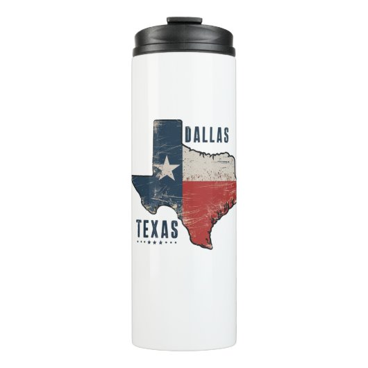 Dallas Texas Staat Map Flag Thermosbecher (Vorderseite)