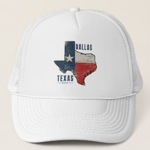 Dallas Texas Staat Map Flag Truckerkappe