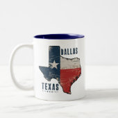 Dallas Texas Staat Map Flag Zweifarbige Tasse (Links)