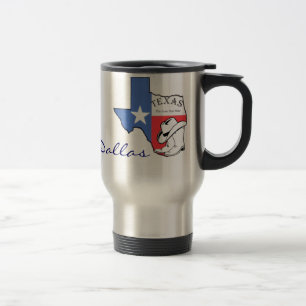 Dallas, Texas Staat Map mit Star, Boots, Hat-Tasse Reisebecher