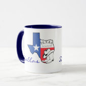 Dallas, Texas Staat Map mit Star, Boots, Hat-Tasse Tasse (Vorderseite Links)