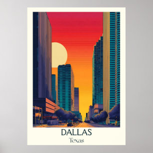Dallas Texas Stadt Hohe Gebäude Poster