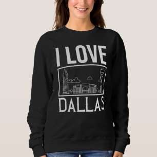 Dallas Texas Stadt Skyline Karte Reise Sweatshirt