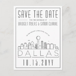 Dallas, Texas | Stilisierte Skyline Save the Date Postkarte