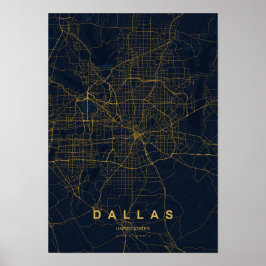 Dallas Texas stilisierter Kartendruck | Moderne He Poster