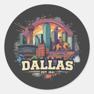 Dallas Texas T - Shirt   Staat-City-Prix Runder Aufkleber