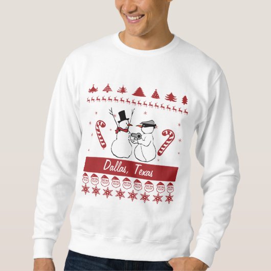 Dallas Texas Tacky Xmas Sweatshirt Snowman Robbery (Vorderseite)