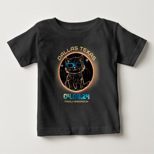 Dallas Texas Total Solar Eclipse 2024 Cat Lovers Baby T-shirt (Vorderseite)