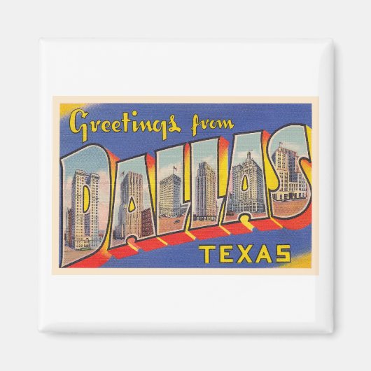 Dallas Texas TX Vintager Großbuchstaben Postkarte Magnet (Vorne)