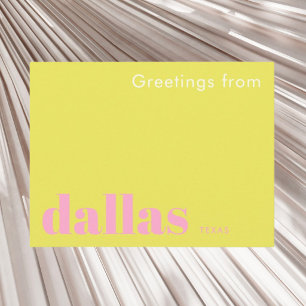 Dallas Texas Typografie rosa Postkarte