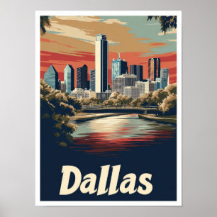 Dallas Texas USA Kunst Vintage Reiseillustration Poster