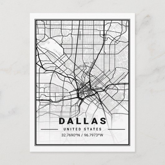 Dallas Texas USA Travel City Map Poster Postkarte (Vorderseite)