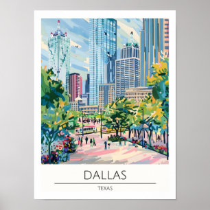 Dallas Texas USA Vintage Kunst Illustration Reise Poster