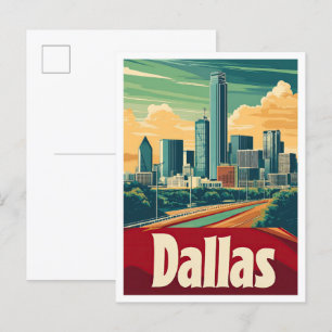 Dallas Texas USA Vintage-Reiseillustration Postkarte