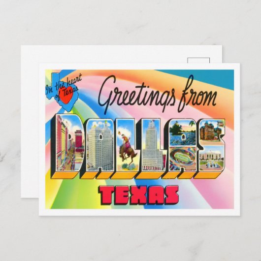 Dallas, Texas Vintag Big Letters Postkarte (Vorne/Hinten)
