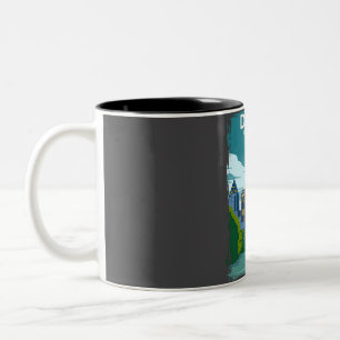 Dallas Texas Vintag Minimal Retro Travel Poster Zweifarbige Tasse