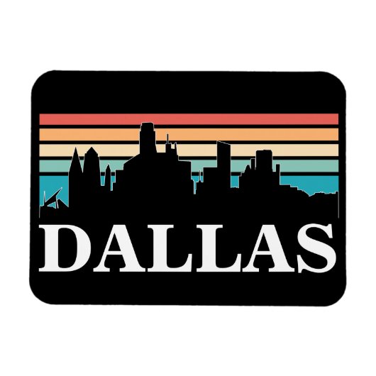 Dallas Texas Vintag Sunset Cityscape Magnet (Horizontal)