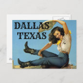 Dallas Texas Vintage Reise Cowgirl Postkarte (Vorne/Hinten)