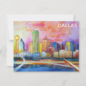 Dallas Texas Watercolor City Skyline Mitteilungskarte (Vorderseite)