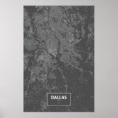 Dallas, Texas (weiß auf schwarz) Poster (Vorne)