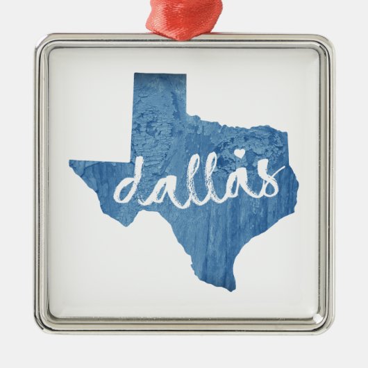 Dallas, Texas Wood Grain Ornament Aus Metall (Vorne)