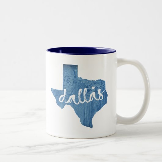 Dallas, Texas Wood Grain Zweifarbige Tasse (Rechts)