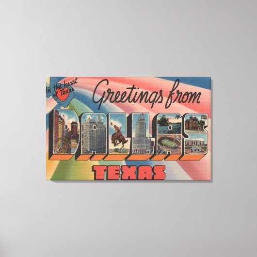 Dallas, TexasLarge Letter ScenesDallas, TX Leinwanddruck (Vorderseite)