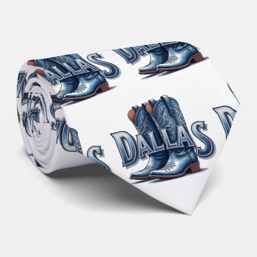 Dallas Text mit Cowboy Boots Neck Tie Krawatte (Gerollt)