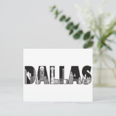Dallas Text mit Gebäude Kontur Zeichnend Postkarte (Stehend Vorderseite)
