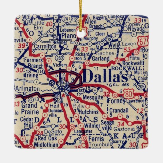 Dallas TX 1941 Karte Keramikornament (Rückseite)
