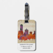 Dallas, TX | Aquarell-Stadt-Skyline Gepäckanhänger (Rückseite vertikal)