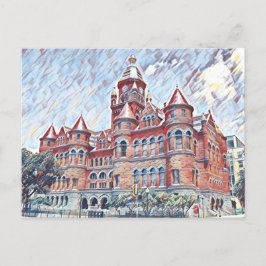 Dallas, TX Old Red Courthouse Malerei Postkarte